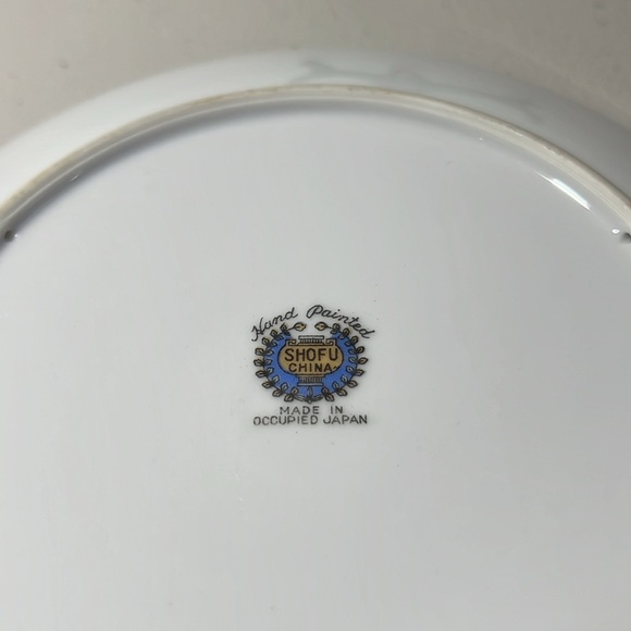 Vintage SHOFU Porcelain Hand Painted Plate w/Gold Rim, Signed, Occupied Japan - Picture 3 of 3